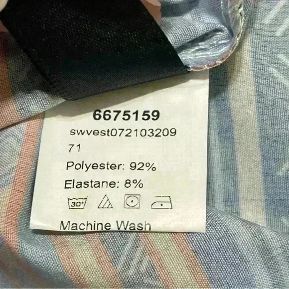 Shein Striped Print Fringe Trim Tie Shoulder Wide Strap Top Multicolor Size S - Picture 9 of 9